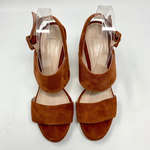 Barneys New York Suede Ankle-Strap Platform Sandal - Picture 2 of 8